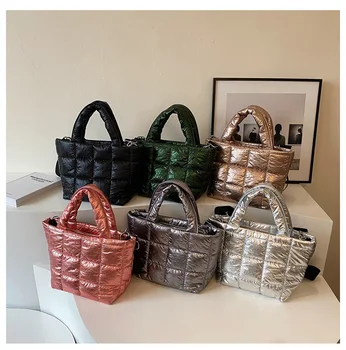 New Arrival Soft Winter Handbag Space Totes Shoulder Bag Custom Made Women's Quilted Grid Puffer Tote Bag