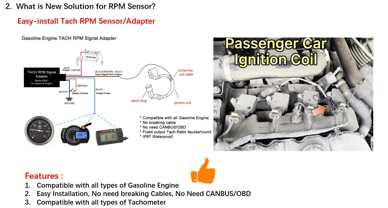 Motorcycle Tach Rpm Signal Adapter With Pulse Output For All Types Of Tachometer And Rpm Gauge