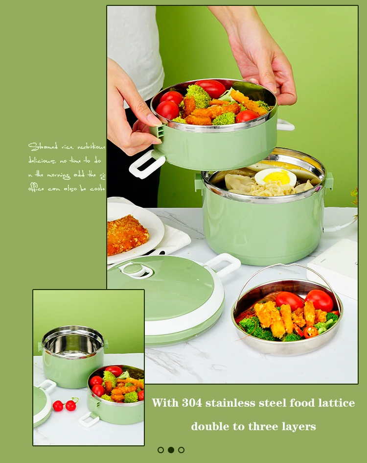 Stainless Steel Custom Portable Electric Lunch Box Warmer Heat Boxes Food Container Thermos Warm