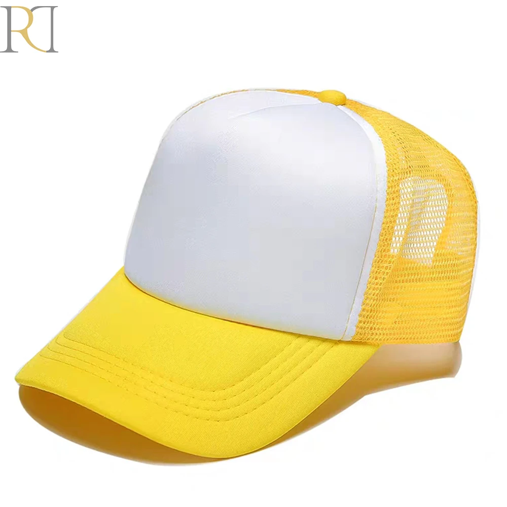 Wholesale 5panel trucker men personalised baseball yellow running cap