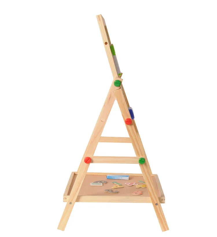 Children's Wooden Double-sided Magnetic Adjustable Drawing Board for Baby