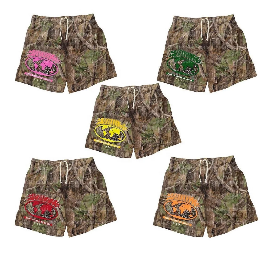 Custom Streetwear Cotton Polyester Sublimation Printed Summer Real Tree Camo Shorts for Men