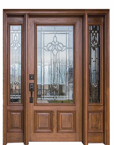 Solid Wood Entry Front Doors Gate Exterior Wood Main Door With Smart Lock