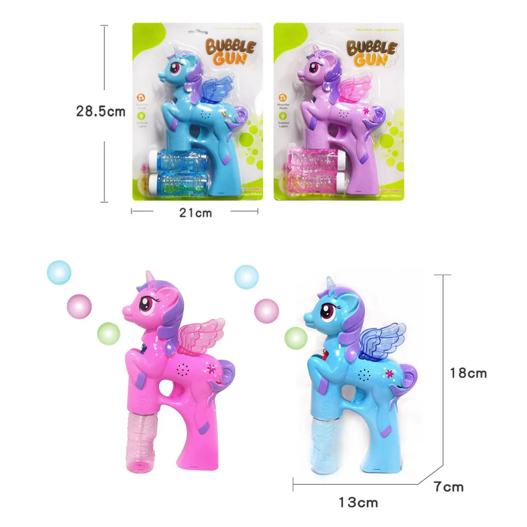 Joellfuner Pistolet à Bulles Licorne LED – Machine Automatique Avec Dix Sachets De Solution – Jouet D'Été Intérieur/Extérieur – Cadeau Enfant 3-12 Ans