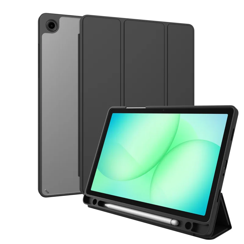 Premium Tablet Case Auto Sleep Wake Clear Acrylic TPU Leather Tablet Cover with Pen Slot For Samsung Galaxy Tab A11+ / A9+