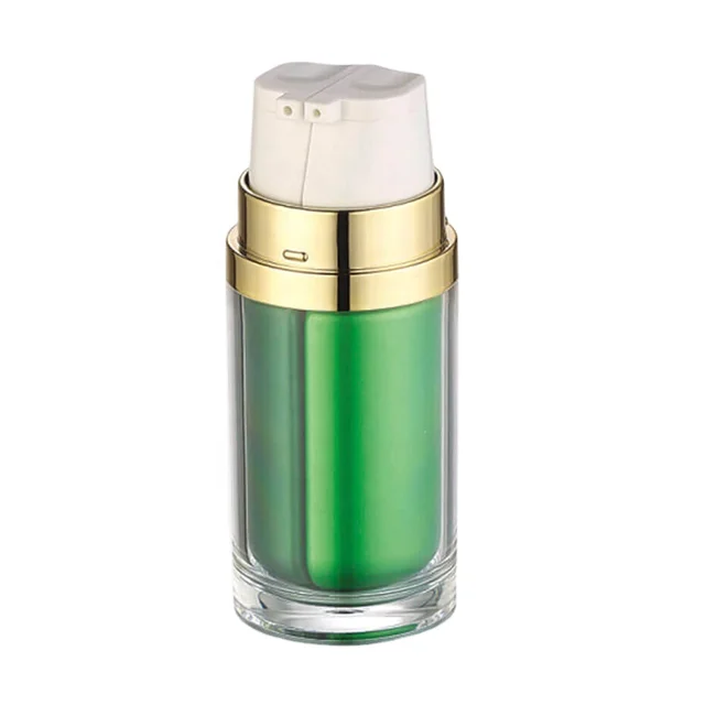 15ml green acrylic press lotion bottle Essence skin care product dispenser bottle Cosmetic plastic bottle