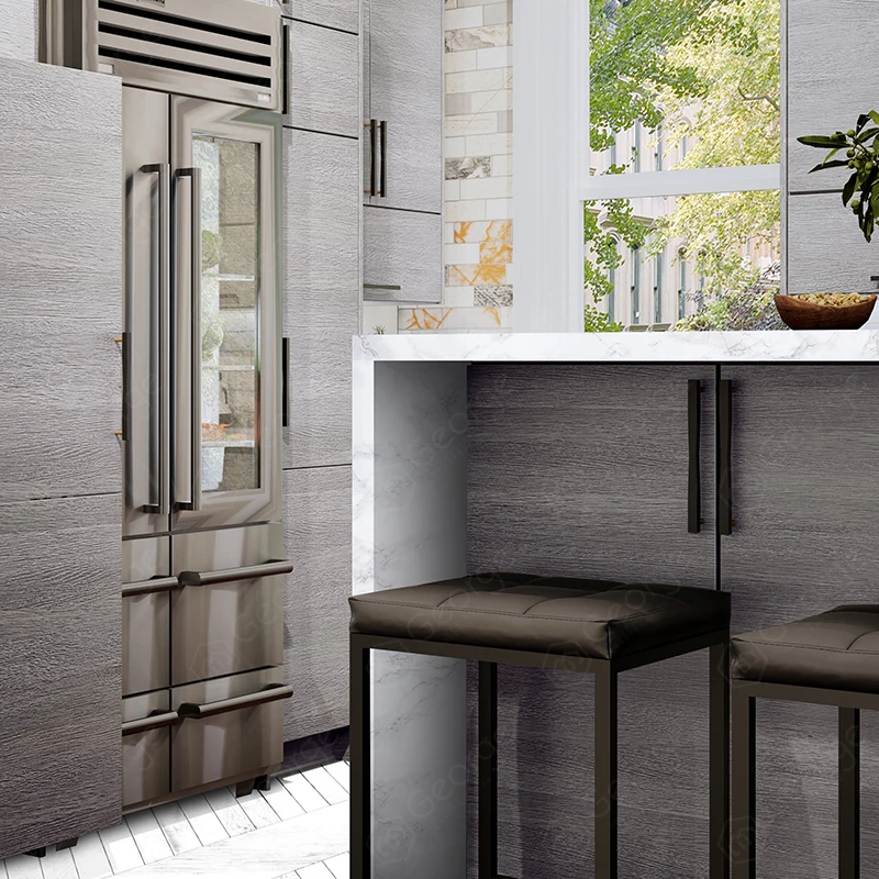 American Kitchen Glossy Separator Solid Wooden Kitchen