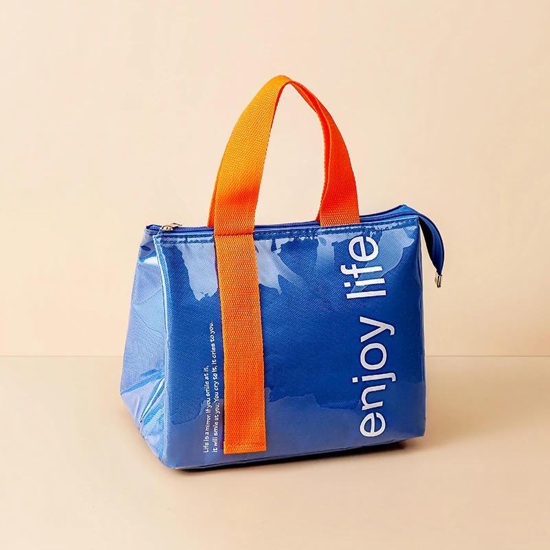 Portable Cooler Bag Fashionable PU Material Eco-Friendly Lunch Insulated Bag Printed Letter Pattern