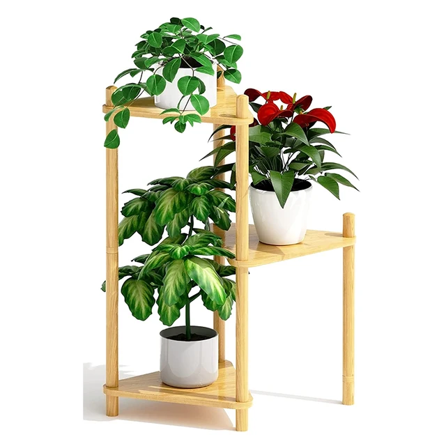3 Tiers Indoor And Outdoor Bamboo Plant Stand Flower Pot Shelf For Planter