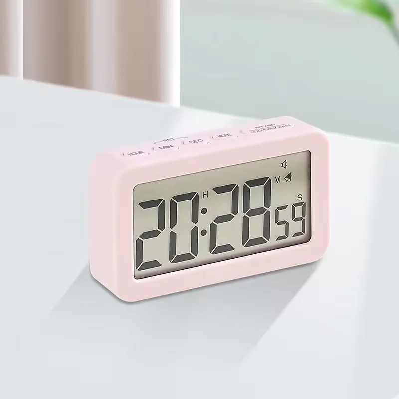 Desk Table Digital Lcd Clock Alarm 12/24-hour System Mini Home Office Students Night Light Clock With Temperature