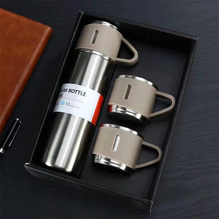 Water Flask Vacuum Insulated Bottle with Cup for Coffee Stainless Steel Thermo Set 500ml