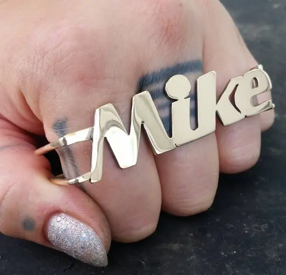 Custom Nameplate Finger Ring Unisex Metal Letter Ring