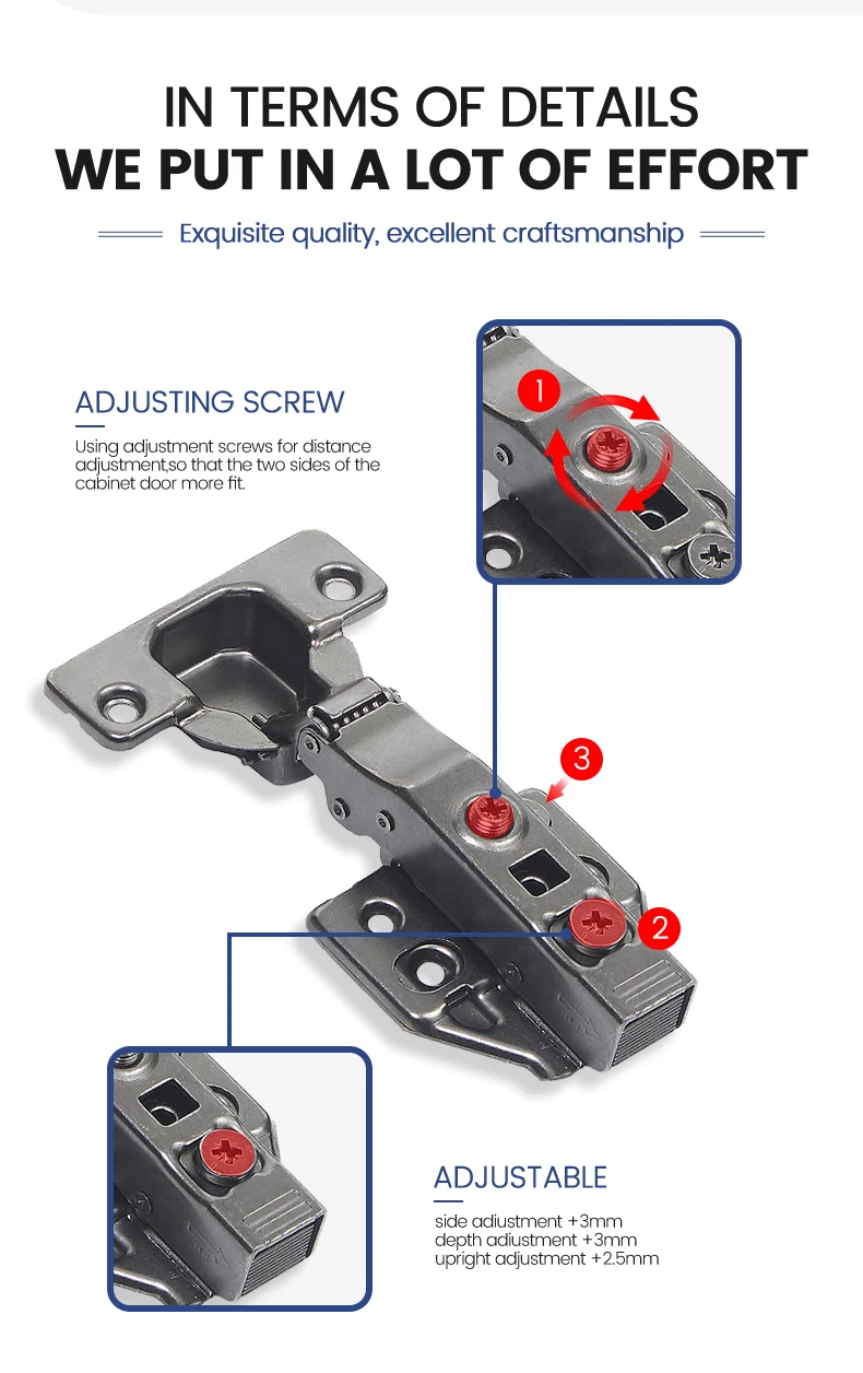 2-way Adjustable 3d Concealed Hinge Soft Close Steel Furniture Hinge ...