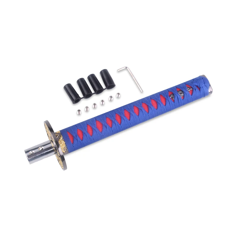 JINGLING Pomello del cambio Samurai Sword Katana Stick manuale AT MT Car Universal Custom Shifter Lever Head con 4 tipi di adattatori (rosso e nero, 20 cm