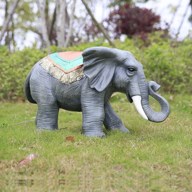 Statue Resin Statue Cute Elephants Large Animal Polyresin Sculpture For Garden Park School Decoration Life Size Resin Statue