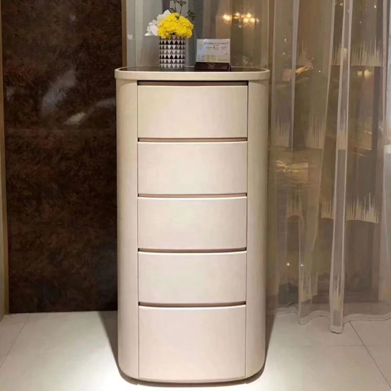 Домашнее использование итальянский стиль роскошный минималистичный деревянный каркас буфет из искусственной кожи с выдвижным ящиком