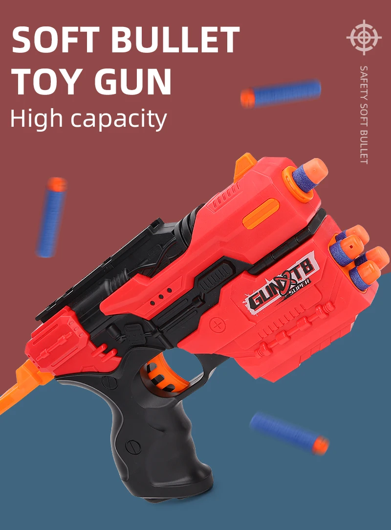 Outdoor Children Safety Air Soft Gun Hand Operated Soft Bullet Gun With 5 Round Soft Bullets