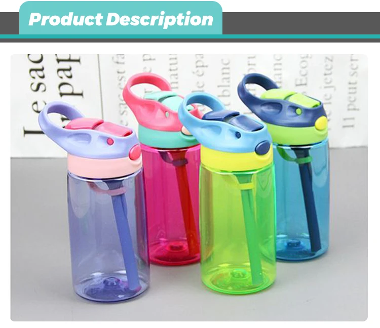 Plastic Kids Water Bottle Straw Drinking Children School Bpa Free Kids 