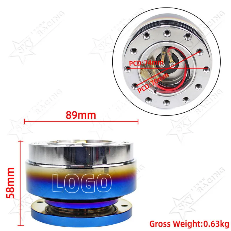 Carbon Fiber Burnt Blue Ding Steering Wheel Hub Boss Kit Adapter Body