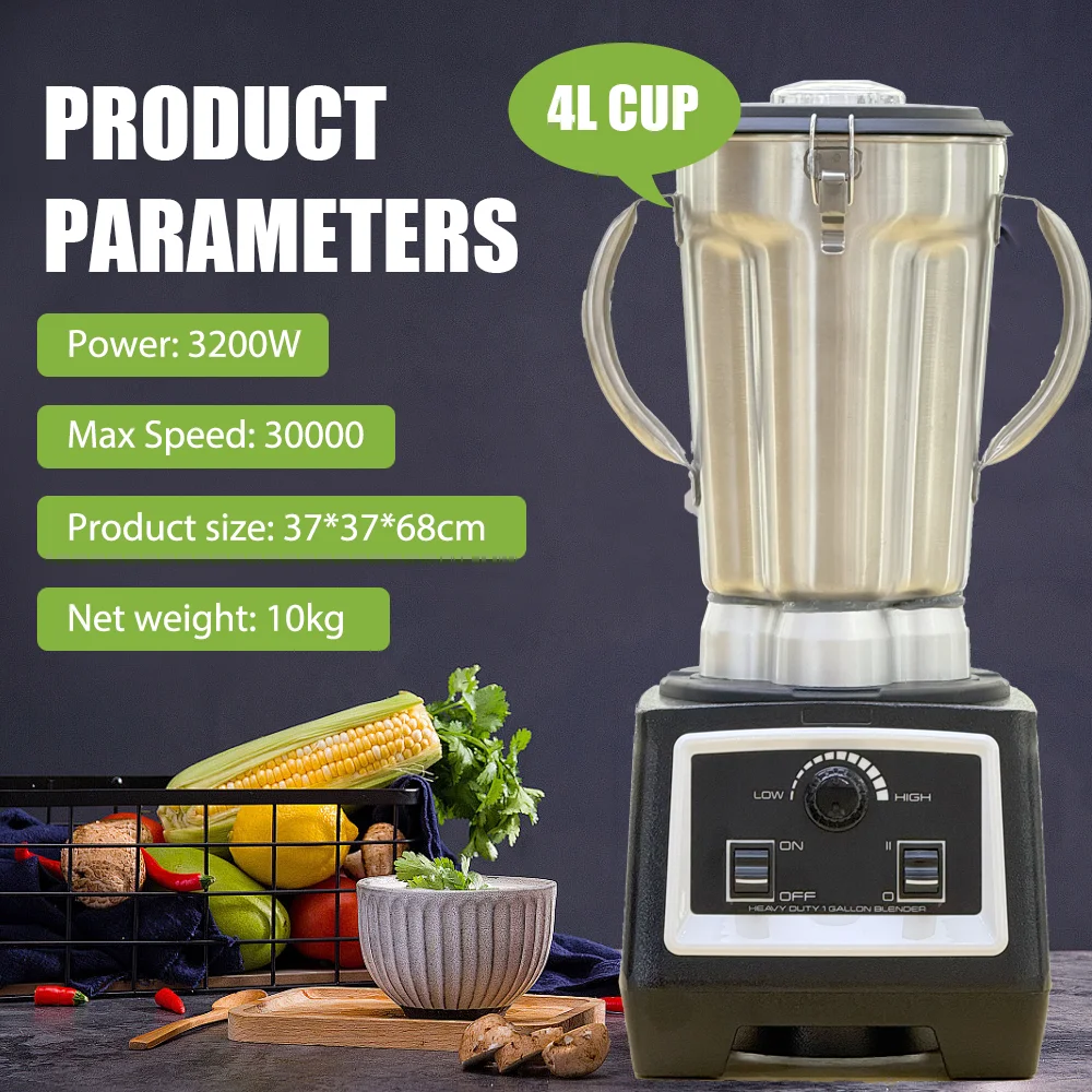 Lohas - Mixer comercial robust, carcasă din oțel inoxidabil, motor din cupru pur, pentru restaurante, certificat CE, cu zgomot redus și prietenoas cu mediul