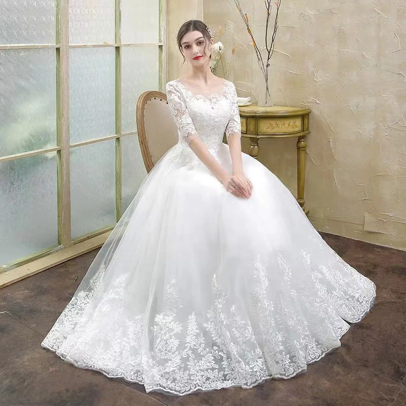 2020 Newest Style Summer Floor Length Lace Women Wedding Dress Vestido De Boda Ladies Wedding Gown