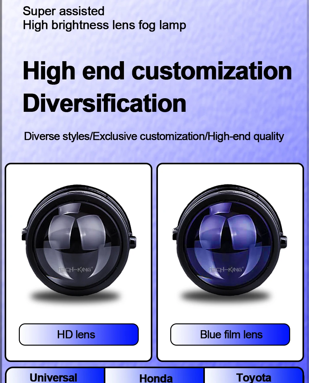 TECH-KING 2.5 inch 6000K 12V 25W Car Auto Lighting System Xenon projector with Bracket Bi LED Projector Lens Fog Light