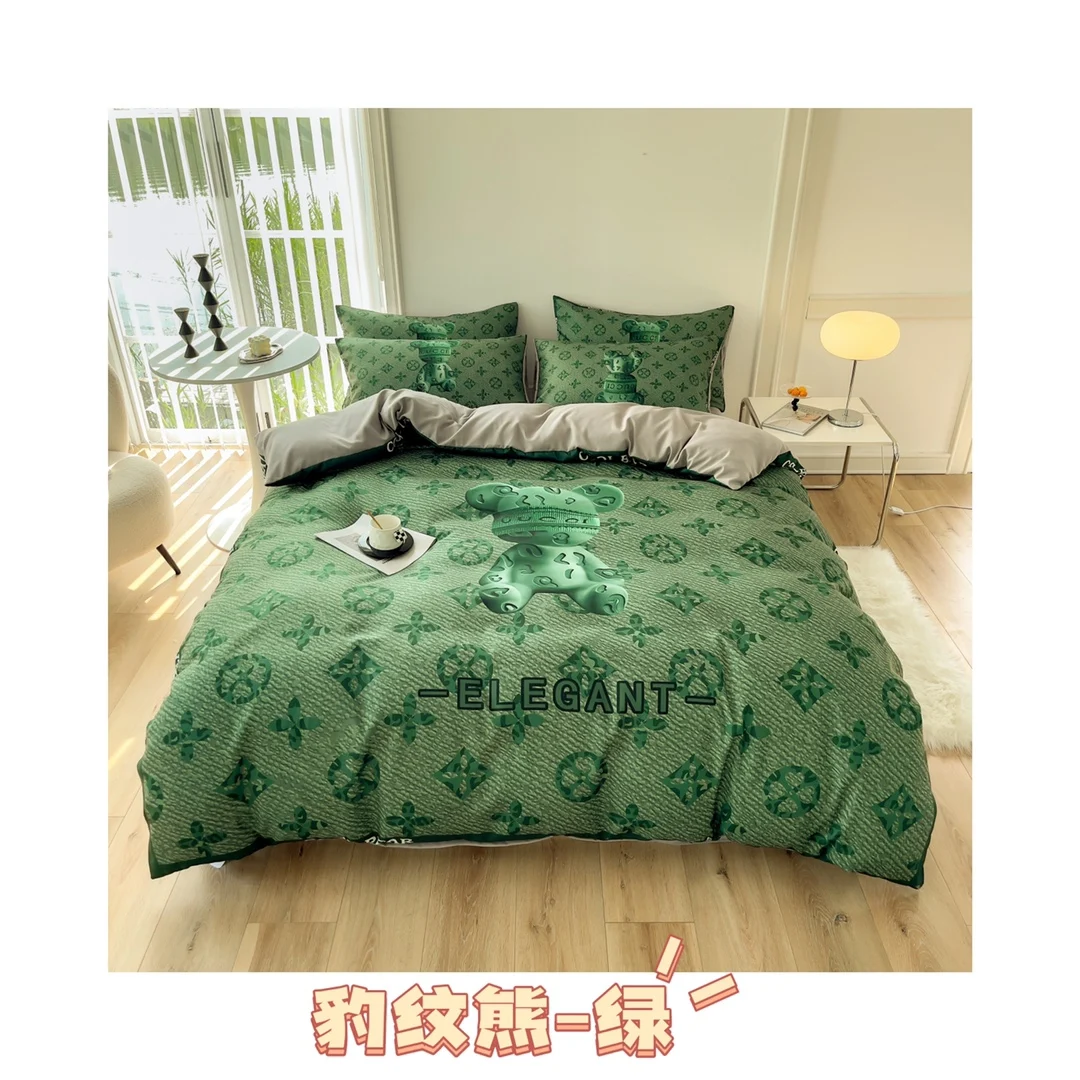 Brushed Cotton 4in1 Bedding Set Grid Twin Size Duvet Cover Bed Sheet Bedding Set Buy