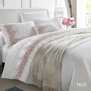 Home Embroidered Twill Woven Lace Duvet Cover Set 100% Polyester All-Season Bed Linen