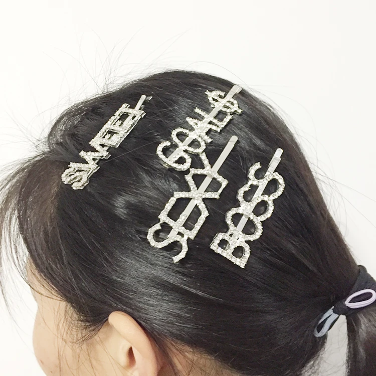 Fashion Word Hair Clip Fancy Hair Bobby Pins Crystal Bling Bobby Pins  Letter Hair Pin For Women Girls - Buy Decorative Hair Pins,Fancy Hair Bobby  Pins,Antique Hair Pins Product on 