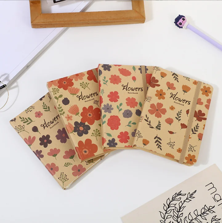 Creative a5 Elastic Belt Retro Hardbound Work Student Notebook Kraft Paper Office Notepad Production