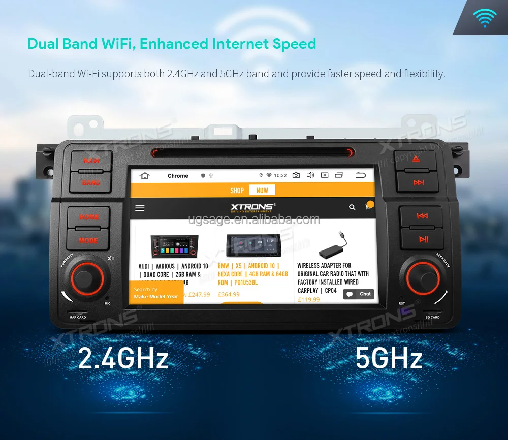 XTRONS Estéreo de coche para BMW E46 M3 Rover75 MG ZT, Android 12 Octa Core  4GB+64GB Radio de coche, 9 pulgadas IPS pantalla táctil navegación GPS