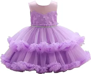 Customized High Quality Sleeveless Perform Girls Party Dress Printed Butterfly Dresses for Girls