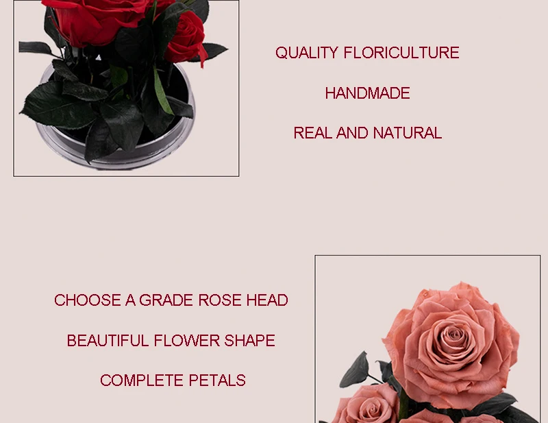 product factory supply wholesale acrylic secret garden diy flower arrangement valentines day gift box material preserved rose-55