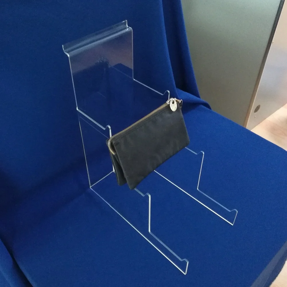 3 Tier Wallet Display Rack for Slatwall Acrylic Wallet Display Stand Purse Display Holder Slatwall Wallet Stand