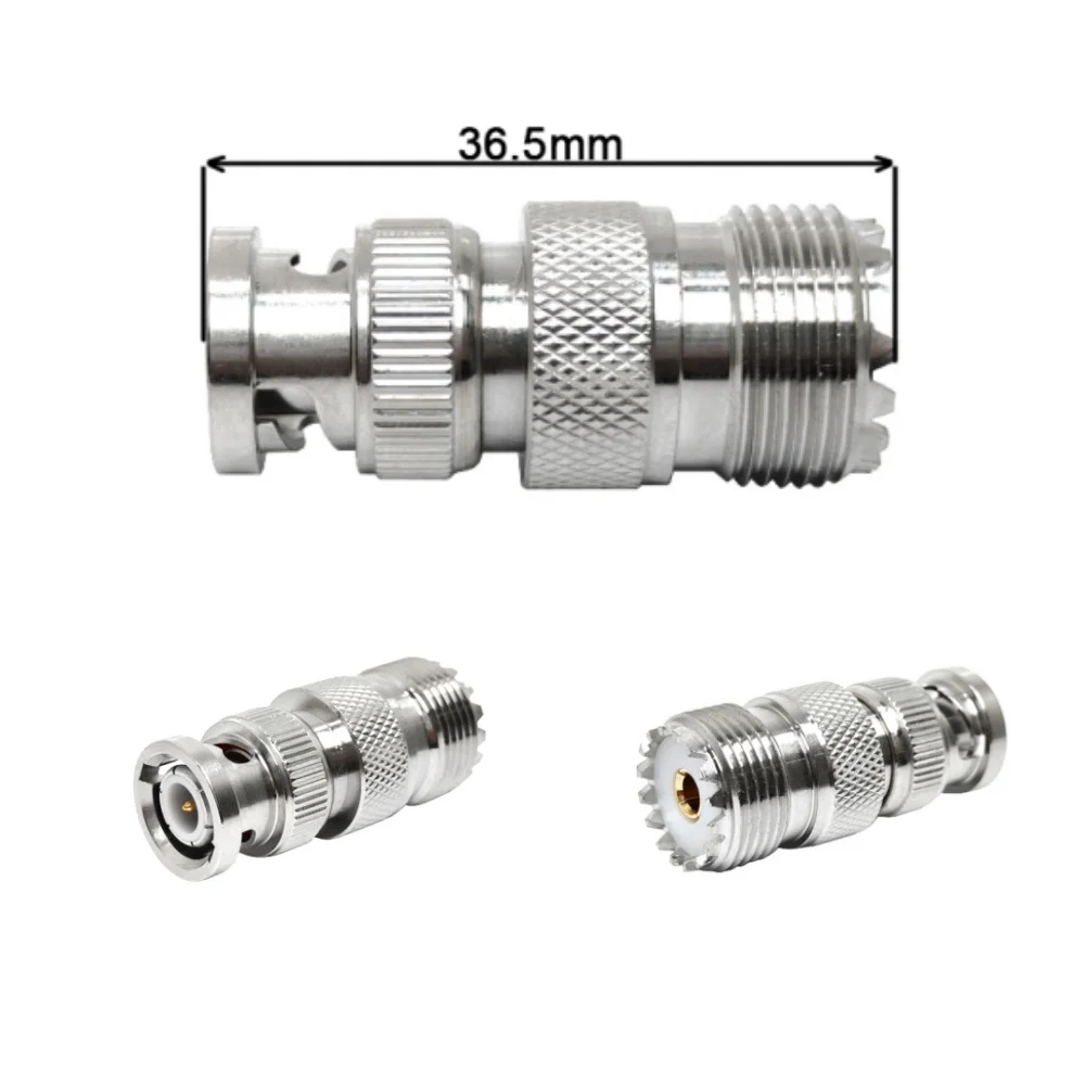RF-Koaxialstecker aus Kupfermessing, Koaxial-Adapter BNC-Stecker auf UHF-Buchse SO239, gerader RF-Koaxialkabel-Adapter BNCJ-UHFK