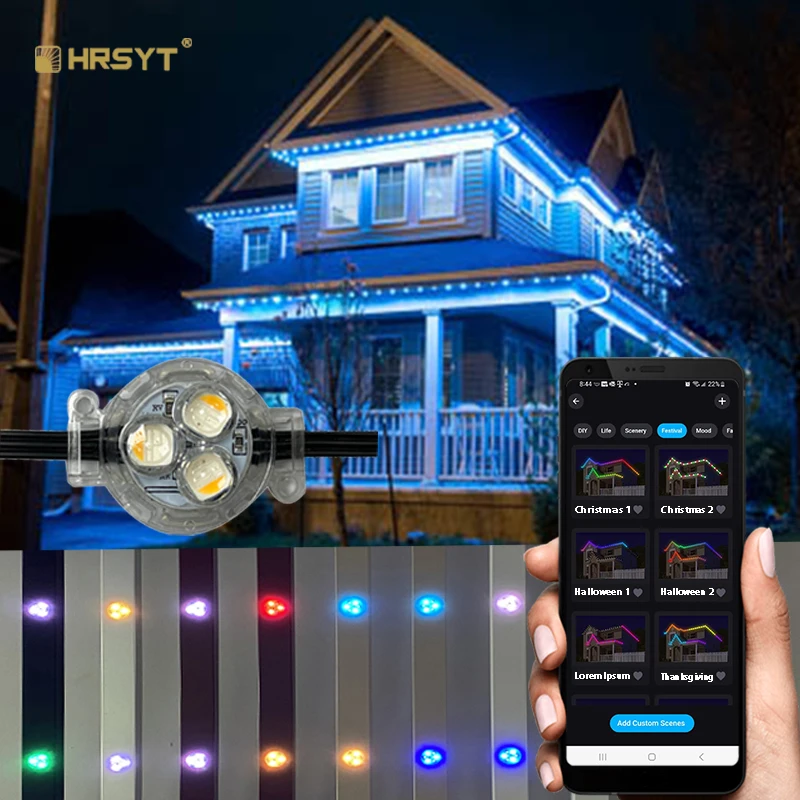 HRSYT Outdoor Landscape LED Pixel Point Lights UCS2094 12V RGBW Aluminum Track Light IP68 Rating