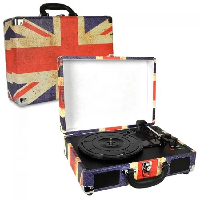 3 Speeds Table Top Suitcase Retro LP Vinyl Vintage Turntable Record Player With Full Functions