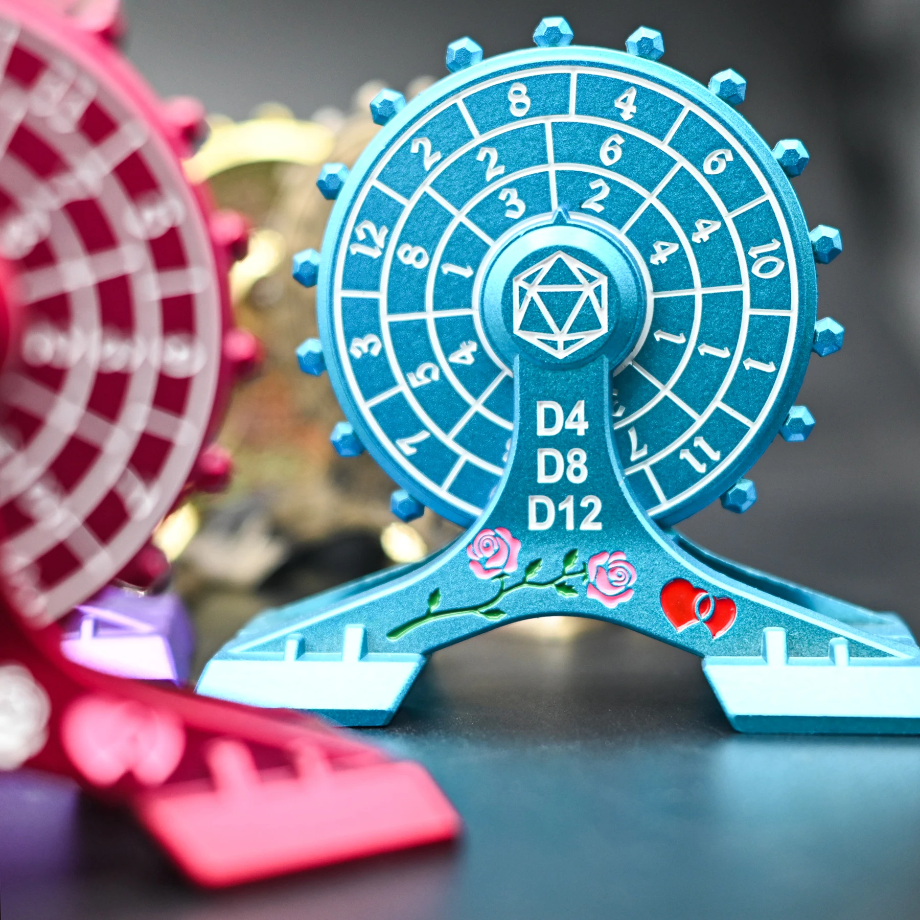 Dreamy Sky Swirling Ferris  7-in-1 Gyro Spinner Rotating Pink Roulette DND Dice for Board Game