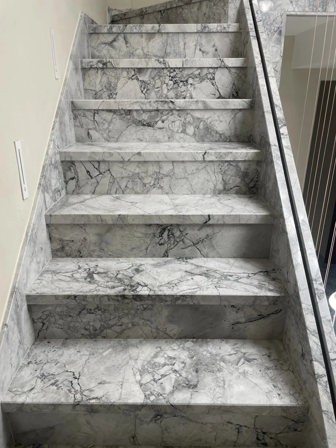 product modern design natural grey marble stone tiles polished big slab for floor bathroom vanities marble stair stone kitchen island-2