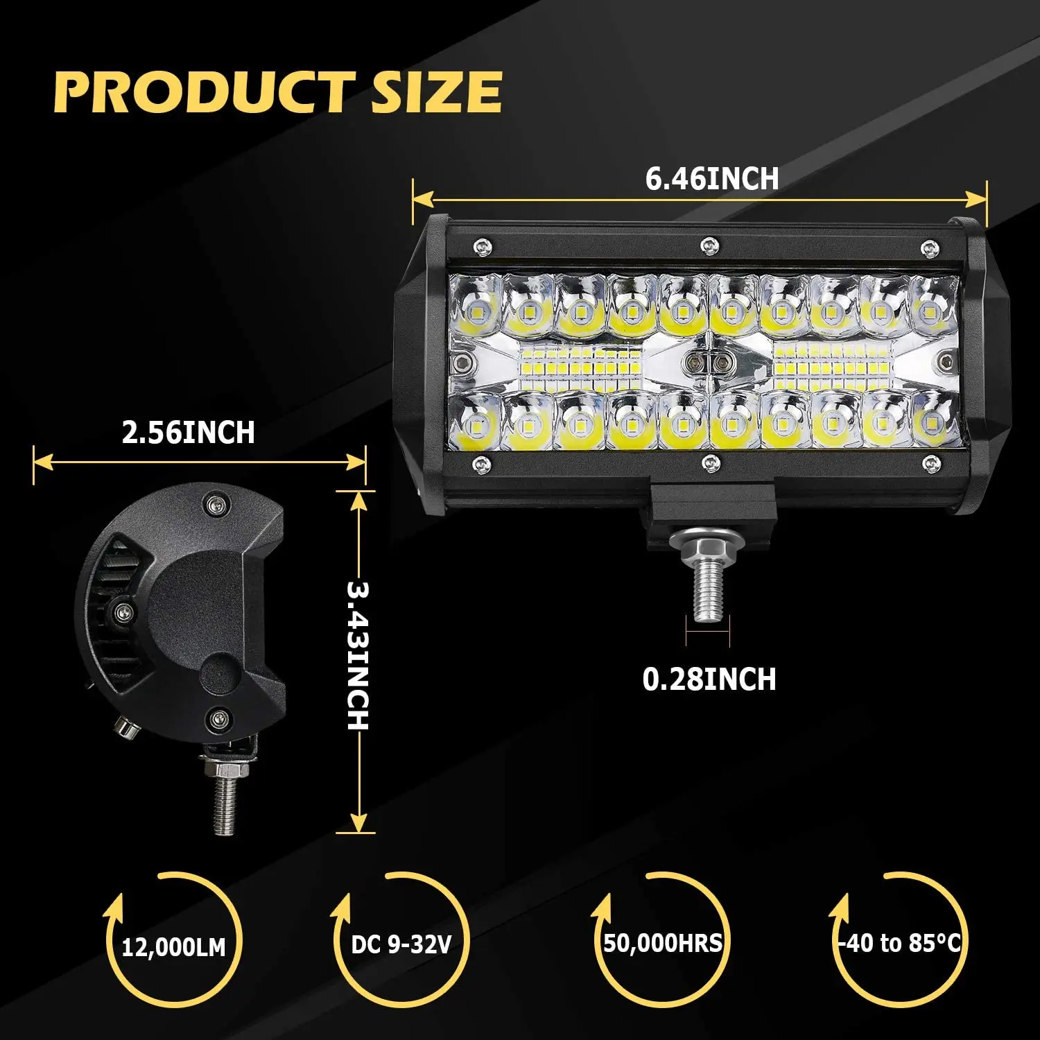 7 INCH 120W Super Bright LED Work Light Bar Combo Beam Car Driving ...