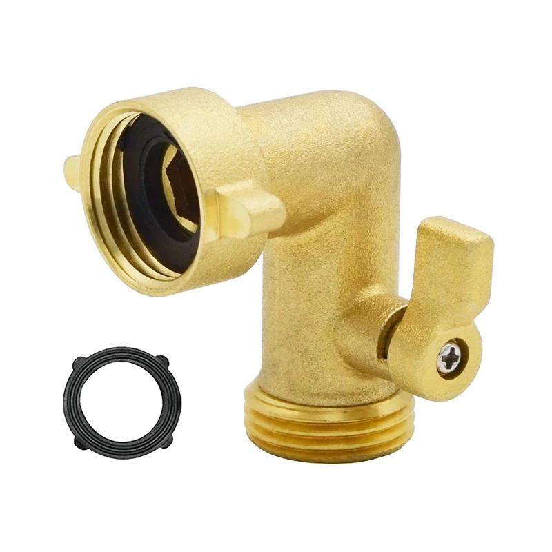 90 Degree Garden Hose Elbow With Shut Off Valve 2 Pack,3/4" Heavy Duty