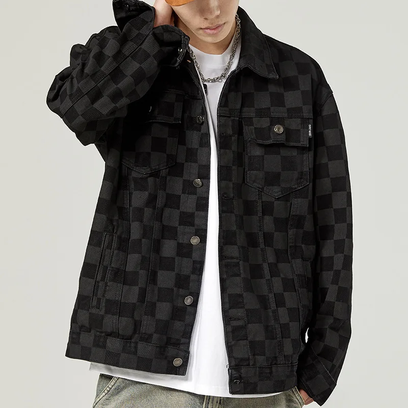 Men spring autumn denim coat cargo fashion casual Jean jacket_voghion.com