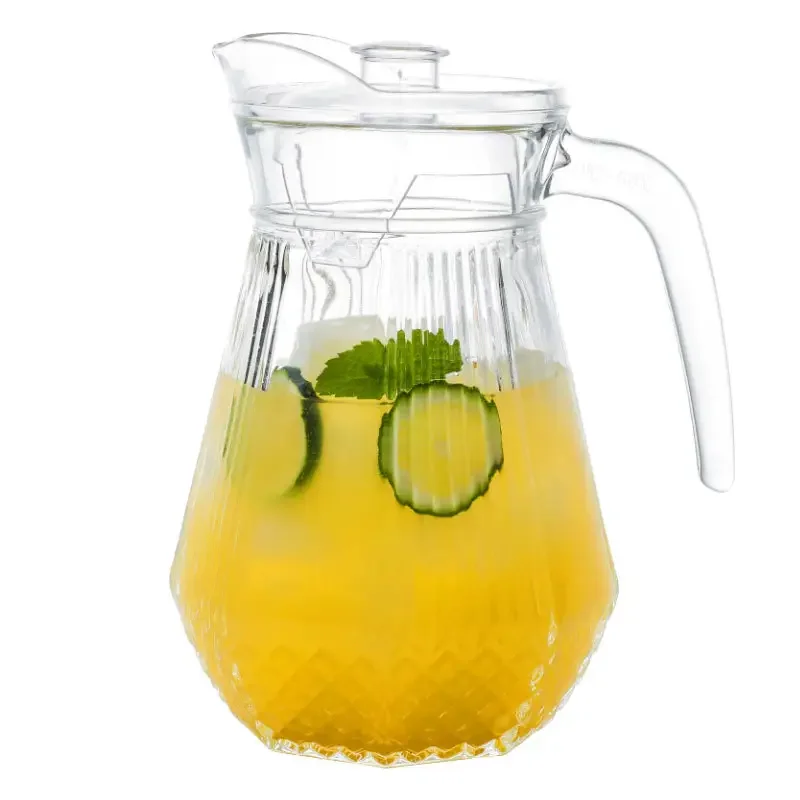 Glassware Octagon Diamond Pattern Cold Glass Water Bottle Tea Pots & Kettles Product 1100ml Glass Cold Water Jug