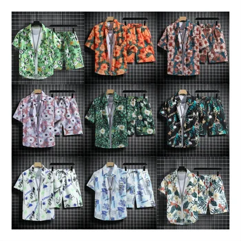 Factory Direct Summer Beach Wear Swim Set Latest Custom Floral Men Beach Shorts Men Hawaiian Shirts Set for Men