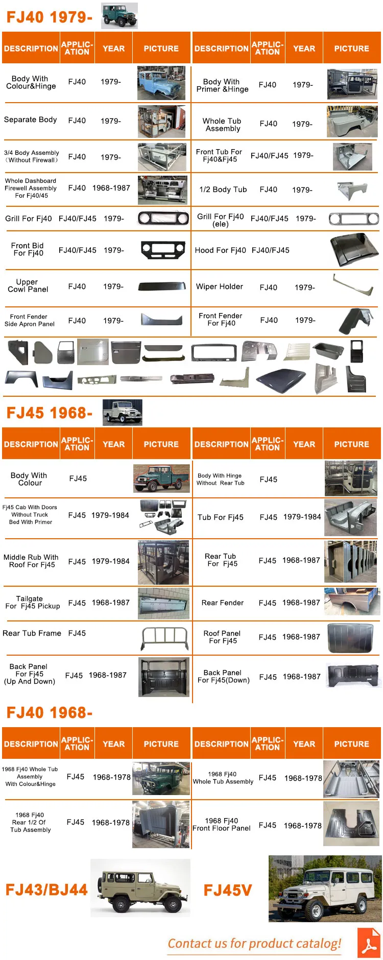 1979 Land Cruiser FJ40 Body Complete Cab Reproduction Steel Auto Car Body