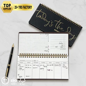 Weekly Checklist Desktop Planner Customize Design Pu Leather Spiral Journal Notepad 52 Weeks Tracker Undated Organizer Notebook