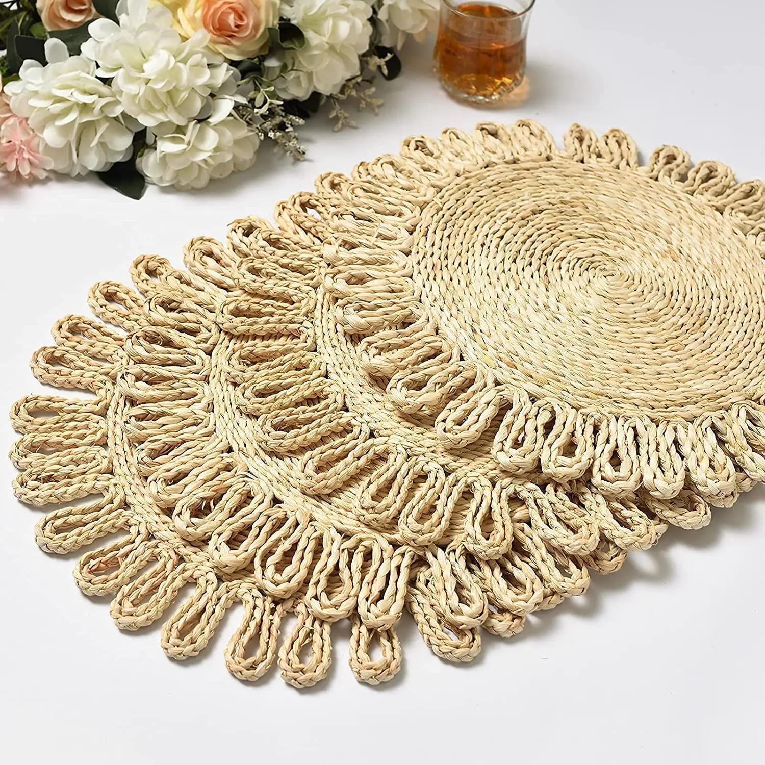 Manufacturer Wholesales Natural Seagrass Rattan Placemats Woven