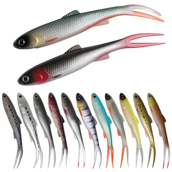 TCE 14cm 11g Bionic Forktail Bottom Bait Soft PVC Lure for Trout Bass Grouper-2-Piece Pack (13 Colors) – Soft Lure – view 2