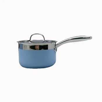 Blue Mirror Design 18cm Flat Stockpot Single Handle Milk Pan