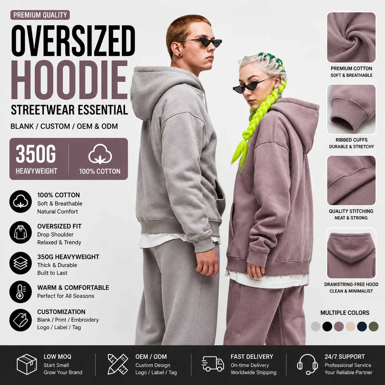 YWGH Streetwear Unisex Hoodies Sweatshirts Clothing Ovo for Men Custom Comfortable Heavyweight Tee Shirt Hoodie Men